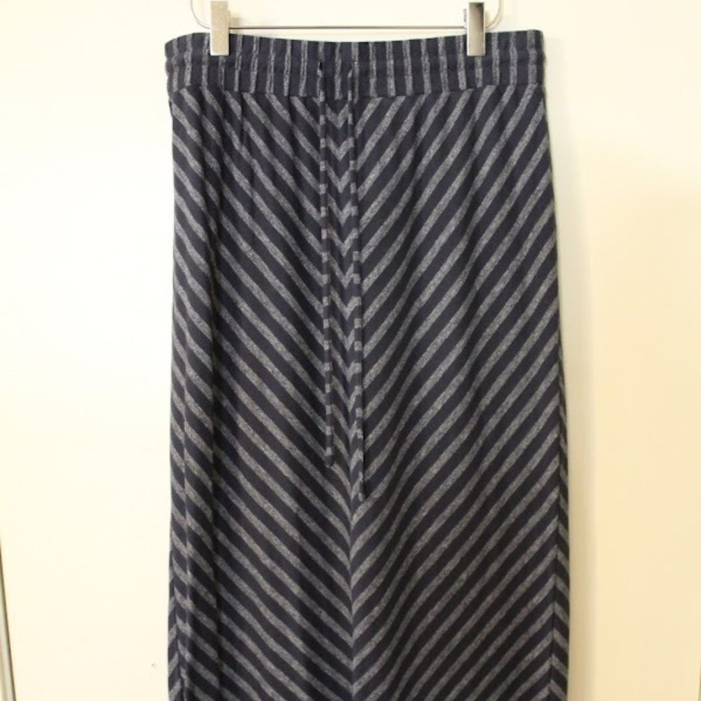 LOFT Navy Chevron Drawstring Maxi Skirt